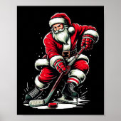 Kerstman speelt ijshockey poster (Voorkant)