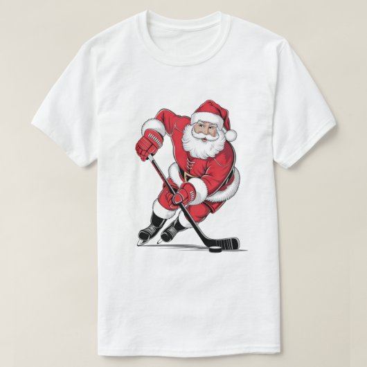 Kerstman speelt ijshockey t-shirt (Design voorkant)