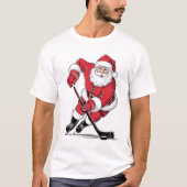 Kerstman speelt ijshockey t-shirt (Voorkant)