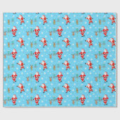 Kerstman speelt kerst discgolf patroon cadeaupapier (Vlak)