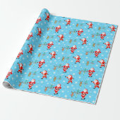 Kerstman speelt kerst discgolf patroon cadeaupapier (Uitgerold)