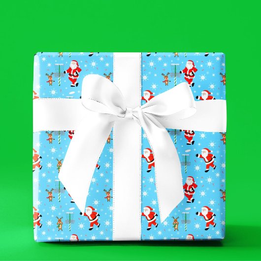 Kerstman speelt kerst discgolf patroon cadeaupapier