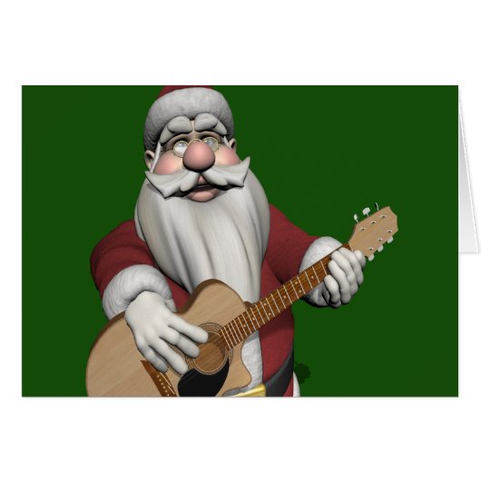 Kerstman speelt Kerstliederen op zijn gitaar (Voorkant Horizontaal)