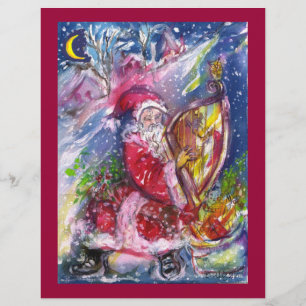 KERSTMAN SPEELT OP HARP IN MAANLICHT FLYER