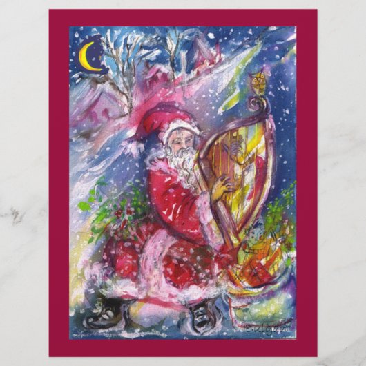 KERSTMAN SPEELT OP HARP IN MAANLICHT FLYER (Voorkant)