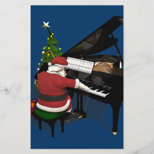 Kerstman speelt piano briefpapier