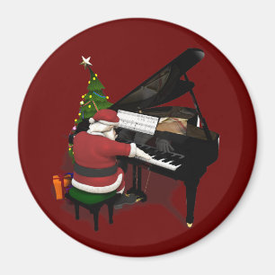 Kerstman speelt piano magneet