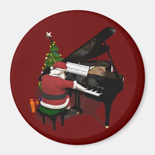 Kerstman speelt piano magneet (Voorkant)
