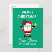 Kerstman speelt pickleball kerst feestdagenkaart (Voorkant / Achterkant)