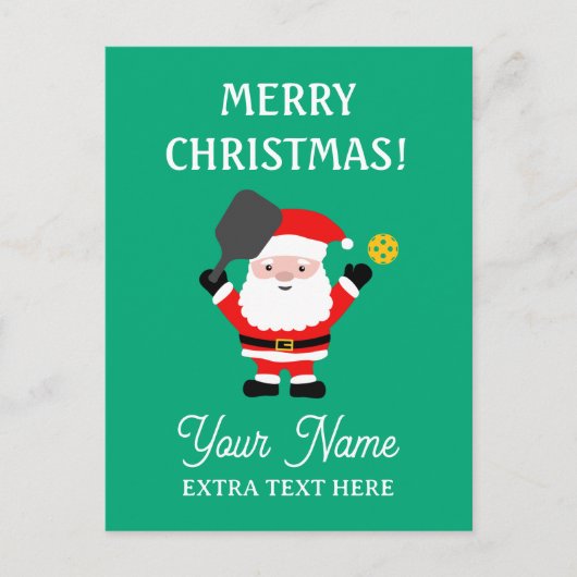 Kerstman speelt pickleball kerst feestdagenkaart (Voorkant)