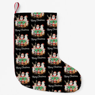 Kerstman speelt poker ijsbeer pinguïn rendier kleine kerstsok