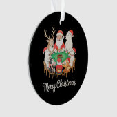 Kerstman speelt poker ijsbeer pinguïn rendier ornament (voorkant)