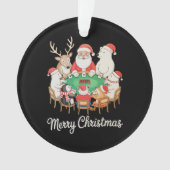 Kerstman speelt poker ijsbeer pinguïn rendier ornament (voorkant)