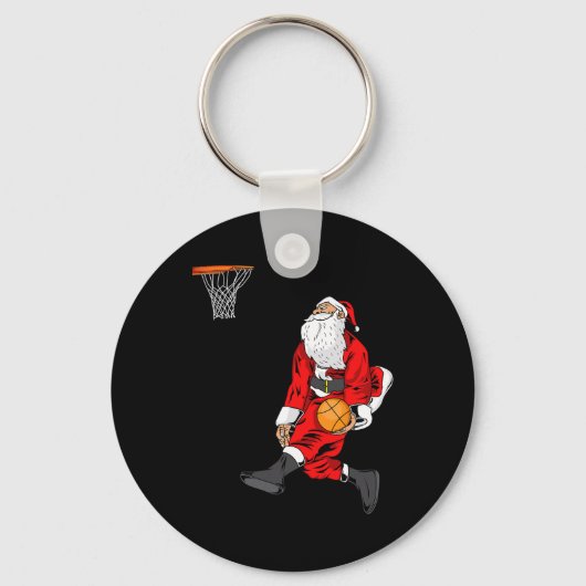 Kerstman speelt Skelet Slam Dunk Kerstcadeau Sleutelhanger (Voorkant)