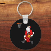 Kerstman speelt Skelet Slam Dunk Kerstcadeau Sleutelhanger (Voorkant)