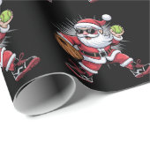 Kerstman speelt softbal als werper Kerstsport Cadeaupapier (Rol Hoek)