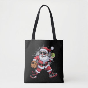 Kerstman speelt softbal als werper Kerstsporten Tote Bag