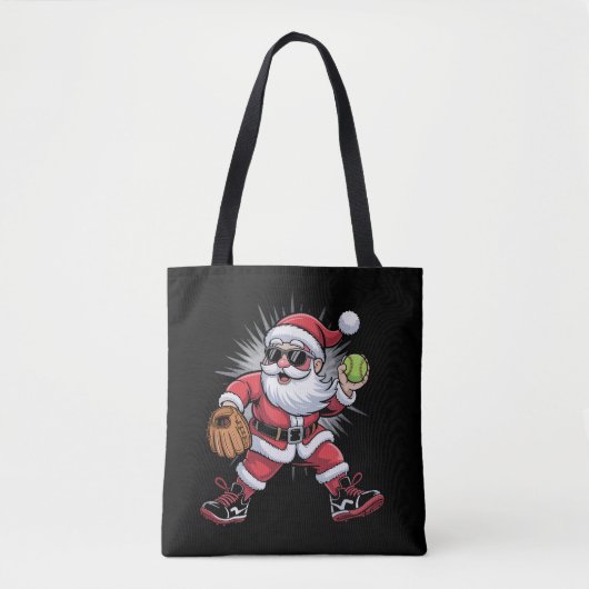 Kerstman speelt softbal als werper Kerstsporten Tote Bag (Voorkant)