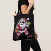 Kerstman speelt softbal als werper Kerstsporten Tote Bag (Dichtbij)
