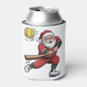 Kerstman speelt softbal Kerstspeler Sport Blikjeskoeler (Blikje Voorkant)