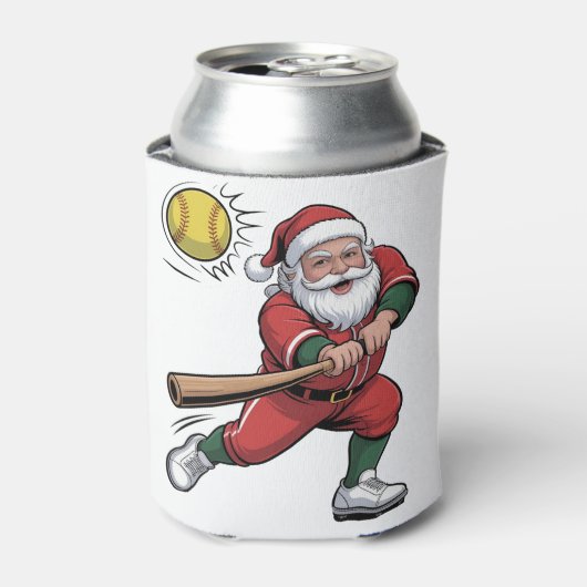 Kerstman speelt softbal Kerstspeler Sport Blikjeskoeler (Blikje Voorkant)