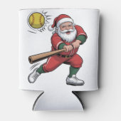 Kerstman speelt softbal Kerstspeler Sport Blikjeskoeler (Voorkant)