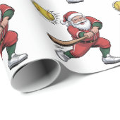 Kerstman speelt softbal Kerstspeler Sport Cadeaupapier (Rol Hoek)