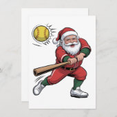 Kerstman speelt softbal Kerstspeler Sport Kaart (Voorkant / Achterkant)