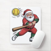 Kerstman speelt softbal Kerstspeler Sport Muismat (Met muis)