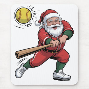 Kerstman speelt softbal Kerstspeler Sport Muismat