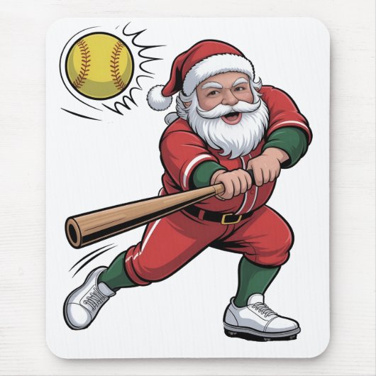Kerstman speelt softbal Kerstspeler Sport Muismat (Voorkant)