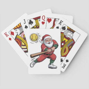 Kerstman speelt softbal Kerstspeler Sport Pokerkaarten