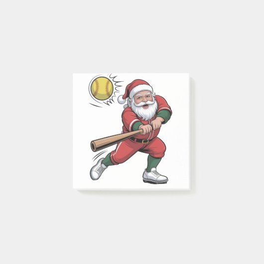 Kerstman speelt softbal Kerstspeler Sport Post-it® Notes (Voorkant)