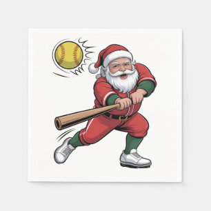 Kerstman speelt softbal Kerstspeler Sport Servet