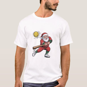 Kerstman speelt softbal Kerstspeler Sport T-shirt