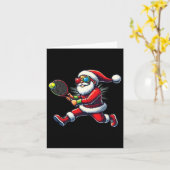 Kerstman speelt tennisspel tennisracket Chri Kaart (Gele Bloem)