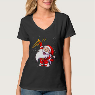 Kerstman speelt trombone grappige kersttrommel t-shirt