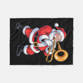 Kerstman speelt trombone Grappige vakantie Kerstmi Fleece Deken (Voorkant (Horizontaal))