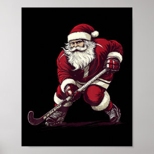Kerstman speelt veldhockey Grappig veldhockey spel Poster