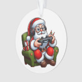 Kerstman speelt videogames ornament (voorkant)