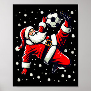 Kerstman speelt voetbal Bicycle Kick, Kerstmis Vro Poster