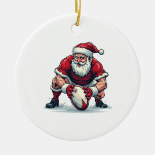 Kerstman speelt voetbal fantasie Kerst speler Keramisch Ornament