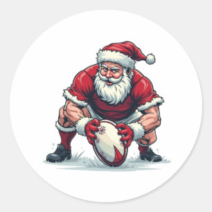 Kerstman speelt voetbal fantasie Kerst speler Ronde Sticker