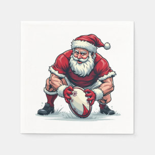 Kerstman speelt voetbal fantasie Kerst speler Servet