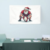 Kerstman speelt voetbal fantasie Kerst speler Spandoek (Beurs)