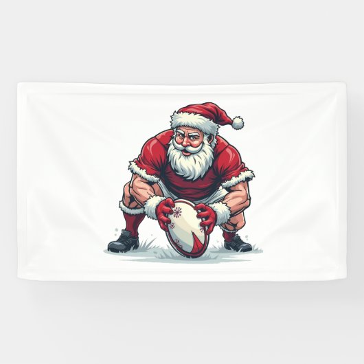Kerstman speelt voetbal fantasie Kerst speler Spandoek (Horizontaal)