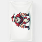 Kerstman speelt voetbal fantasie Kerst speler Spandoek (Verticaal)