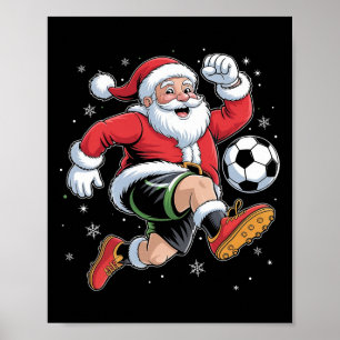 Kerstman speelt voetbal Kerst jongens heren kinder Poster