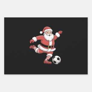 Kerstman Speelt Voetbal Kerst Sport Inpakpapier Vel