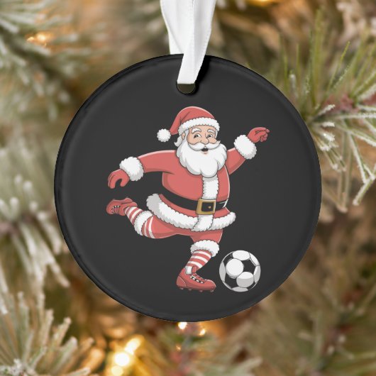 Kerstman Speelt Voetbal Kerst Sport Ornament (Boom)